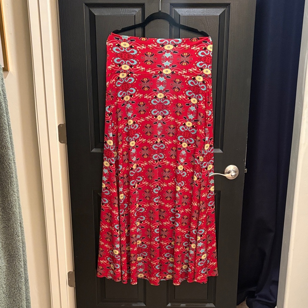 LuLaRoe Red Floral Maxi Skirt